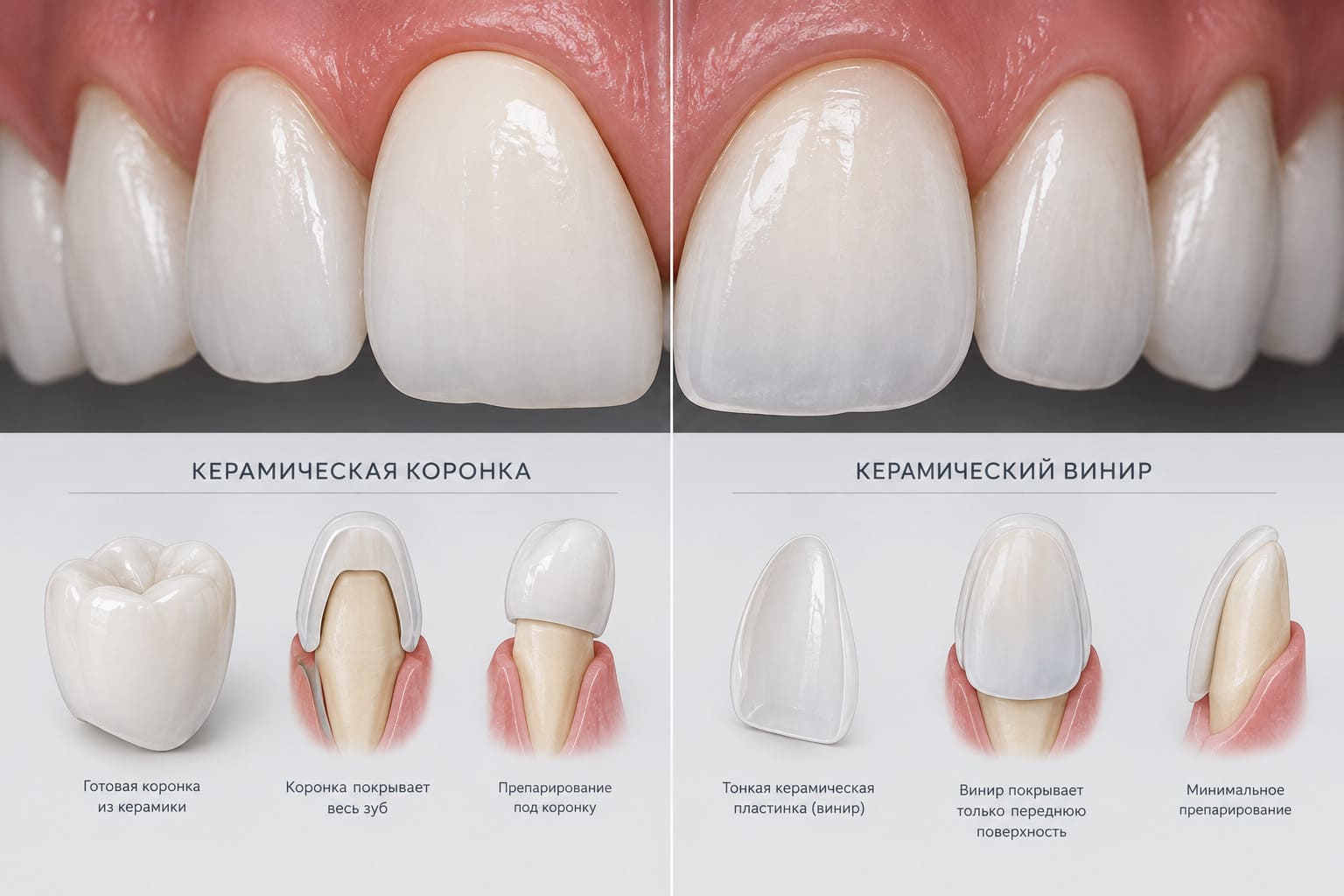 Виниры или коронки